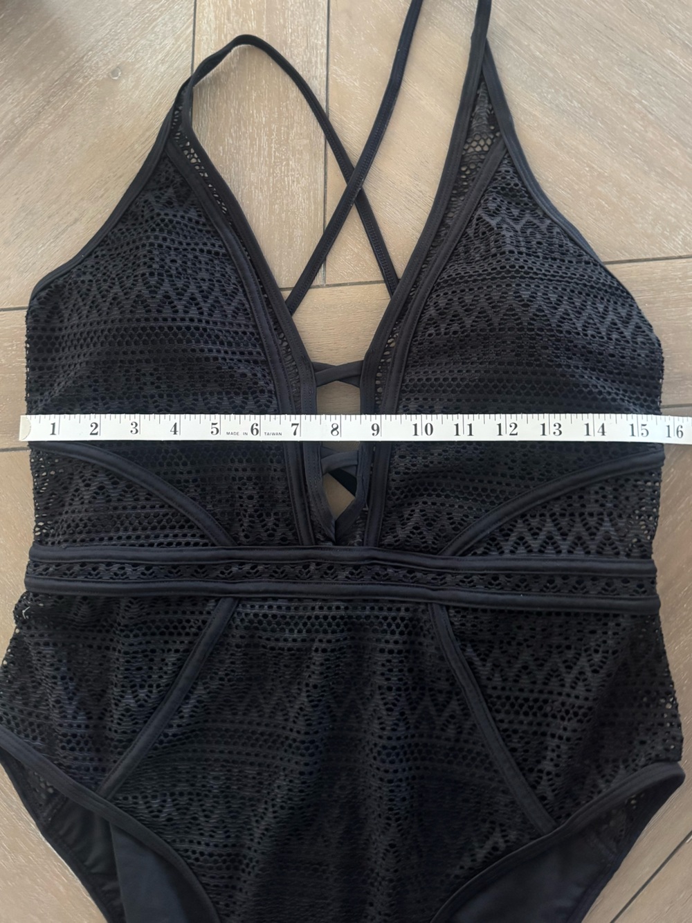 Black Crochet Lace One-Piece Swimsuit - Picture 11 of 13